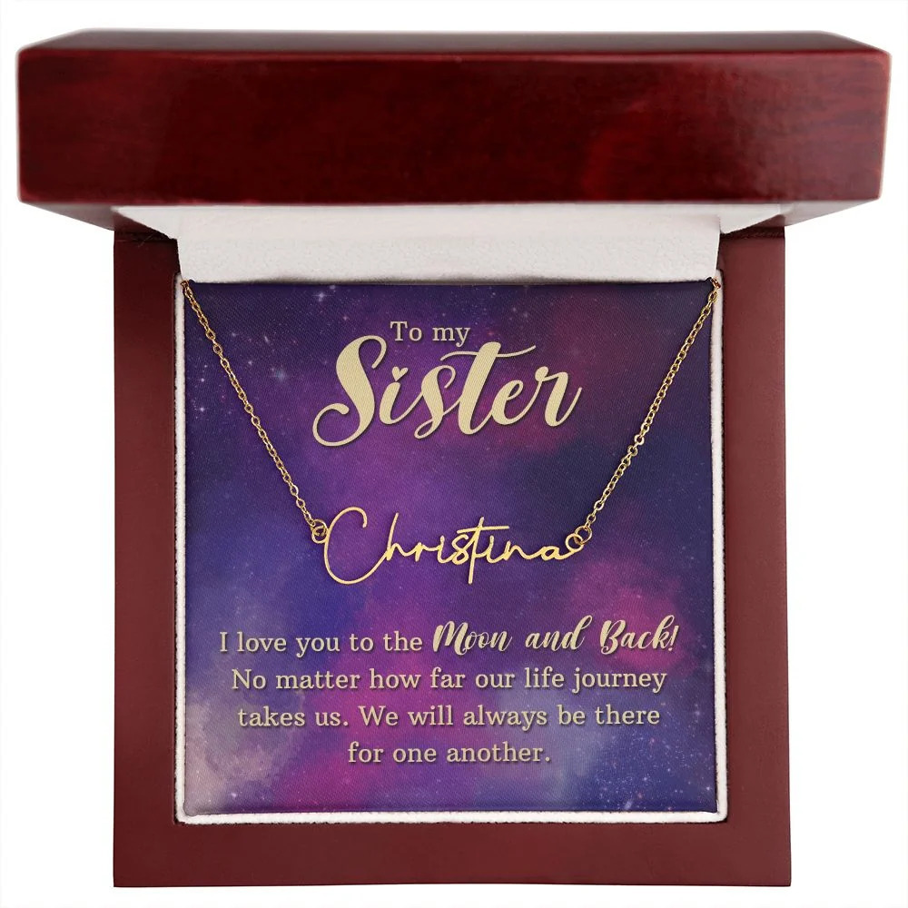 To My Sister I Love You Personalized Gold Tone Name Necklace Custom Name Gift Lu